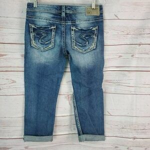 Silver Suki Cropped Low Capri Denim Jeans Size 28